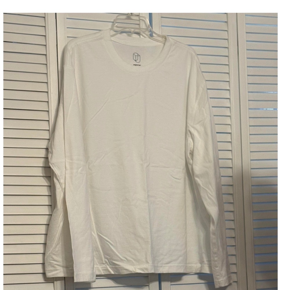 Original Use Mens XXL White Long Sleeve Crew Neck T-Shirt Solid Basic Tee